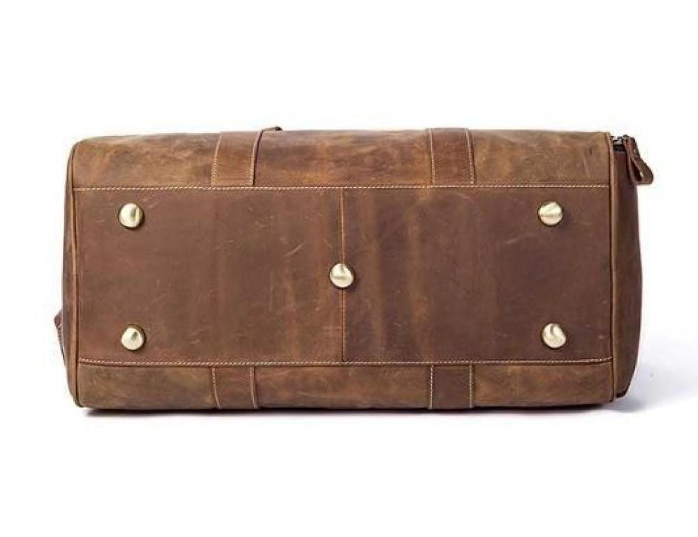Коричневая дорожная сумка из винтажной кожи Crazy Hourse Vintage 14893 - Фото № 5