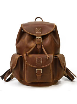 Кожаный оригинальный рюкзак с тремя карманами Tiding P3165B