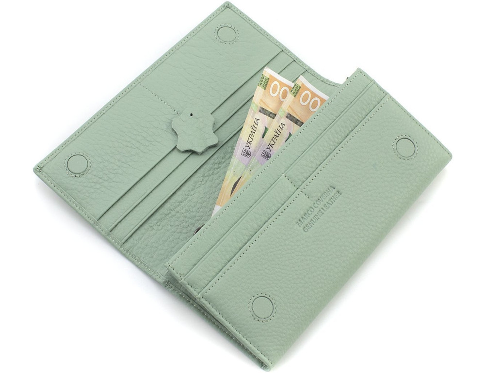 Стильный женский кошелек на магнитах Marco Coverna W002 Light Green - Фото № 7