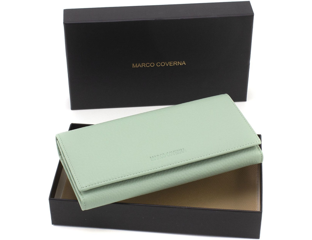 Стильный женский кошелек на магнитах Marco Coverna W002 Light Green - Фото № 8