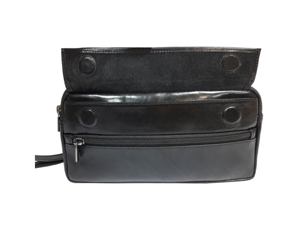 Чёрная кожаная итальянская барсетка Tony Perotti Italico 9405 nero - Фото № 2