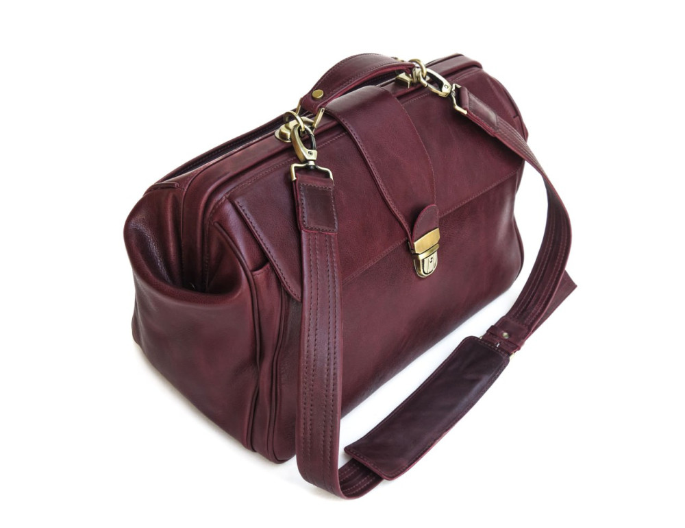 Елітний шкіряний саквояж зі шкіряною підкладкою Newery N8051Bordo - Фотографія № 8