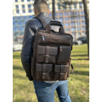 Брутальний чоловічий рюкзак з кишенями з кінської шкіри Newery N3081KC - Фотографія № 101