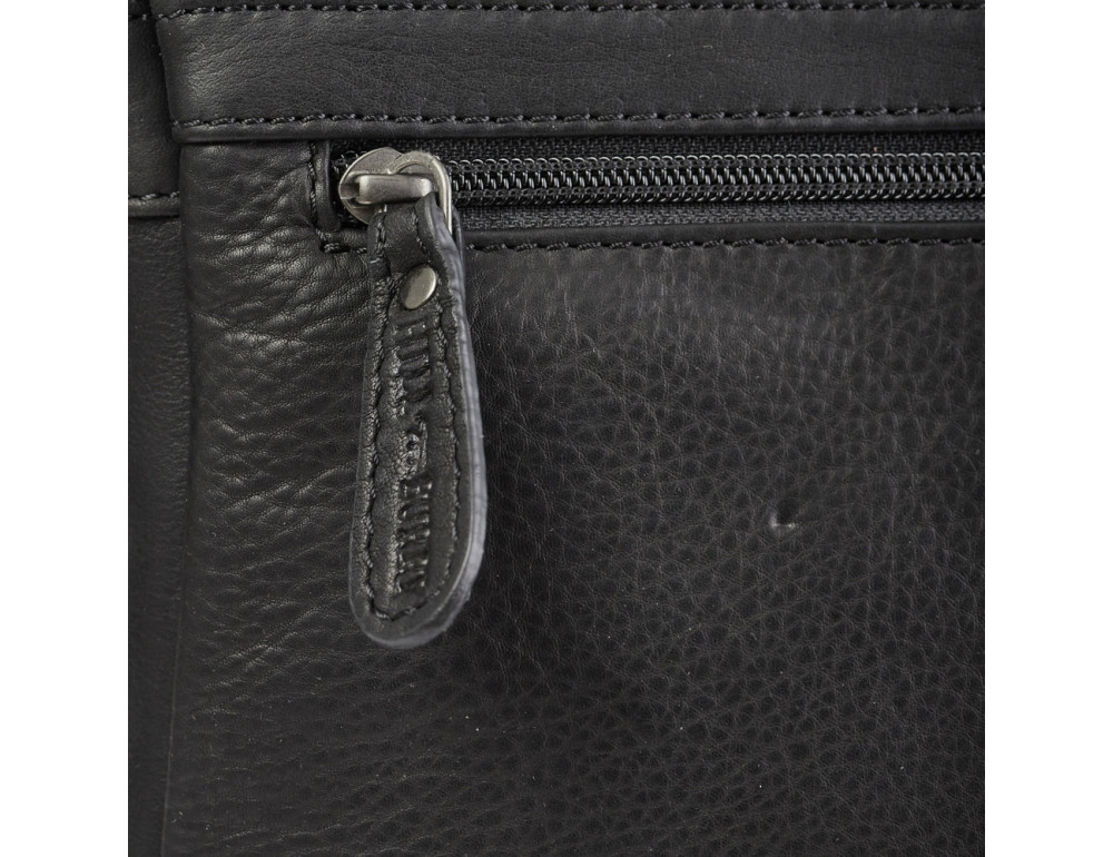 Шкіряна сумка-портфель міні Hill Burry 6198HB Black - Фотографія № 4