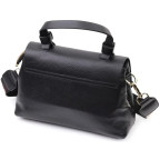 Люксова сумка для жінок з короткою ручкою з натуральної шкіри Vintage 22670 Чорна - Фотографія № 101