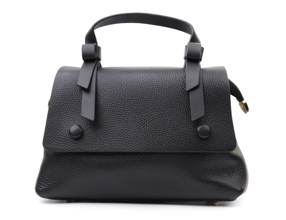 Люксова сумка для жінок з короткою ручкою з натуральної шкіри Vintage 22670 Чорна - Фотографія № 5