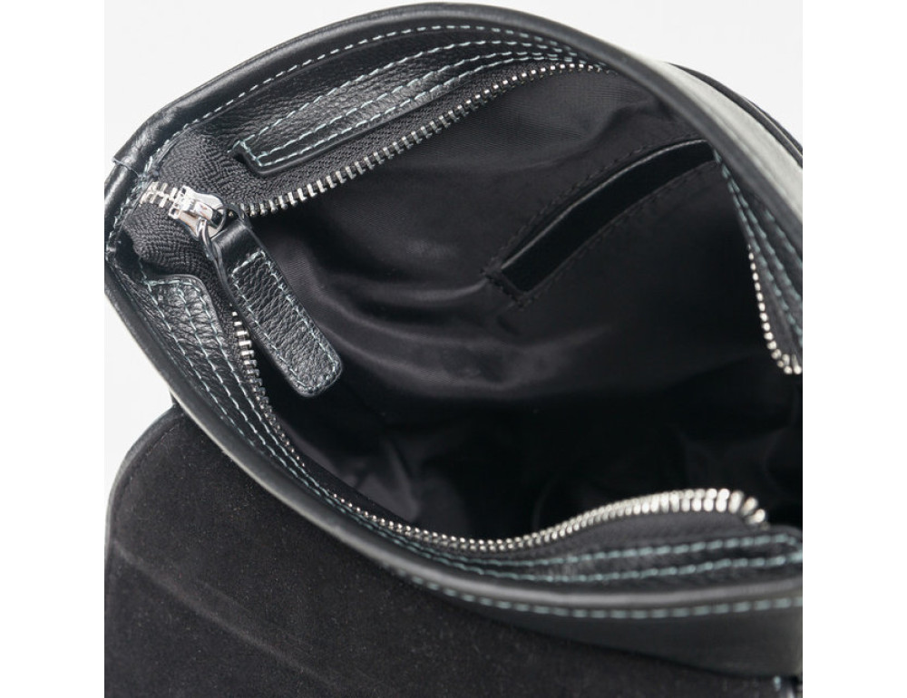 Чёрная сумка через плечо кожаная TIDING BAG M685-2A - Фото № 4