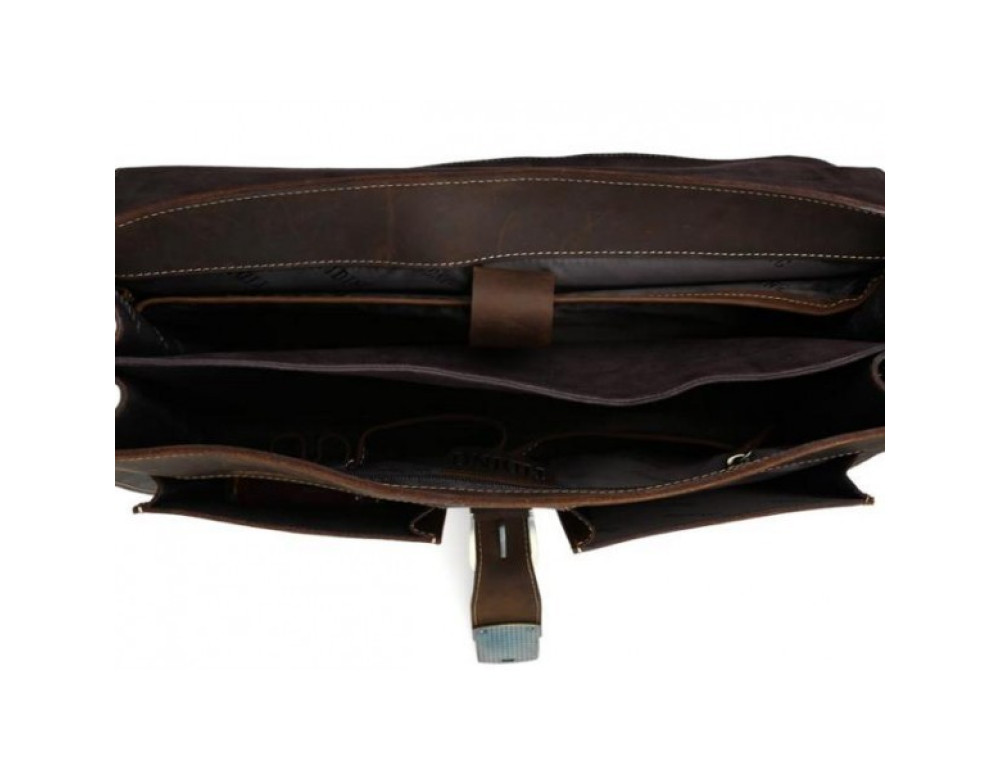 Чоловічий шкіряний портфель TIDING BAG T10315 темно-коричневий - Фотографія № 3