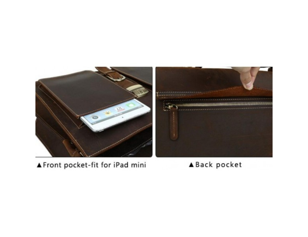 Чоловічий шкіряний портфель TIDING BAG T10315 темно-коричневий - Фотографія № 4