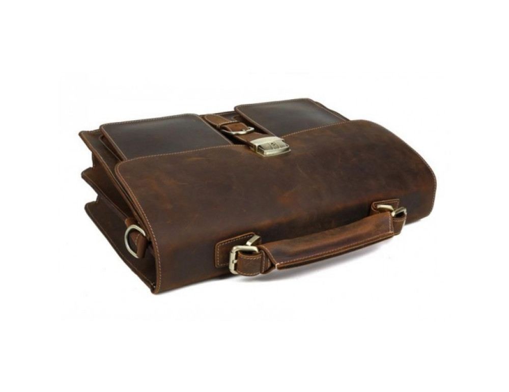Чоловічий шкіряний портфель TIDING BAG T10315 темно-коричневий - Фотографія № 5