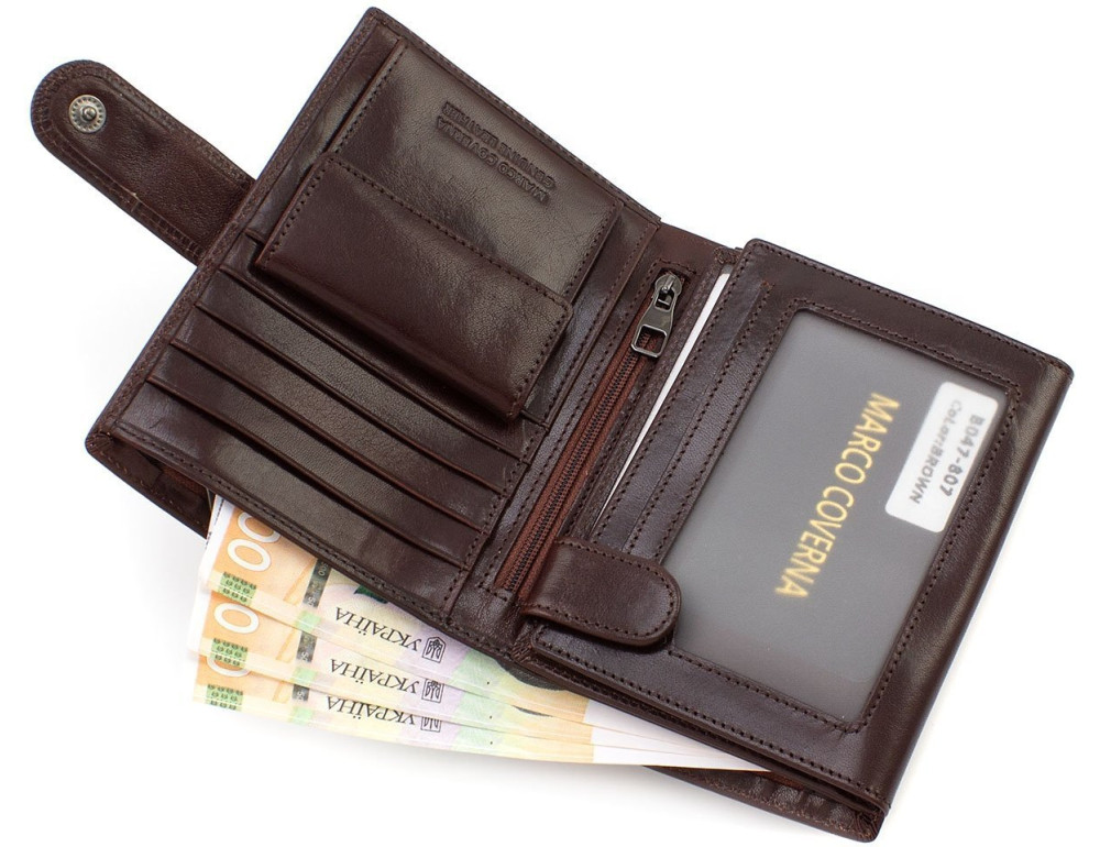 Шкіряне портмоне з кишенями для документів Marco Coverna BK010-807 Brown - Фотографія № 6