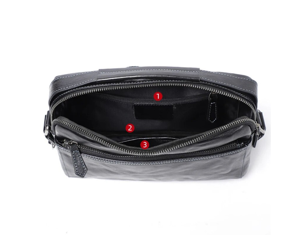 Сумка чоловіча через плече із натуральної шкіри Bexhill Bx3023 Black - Фотографія № 5