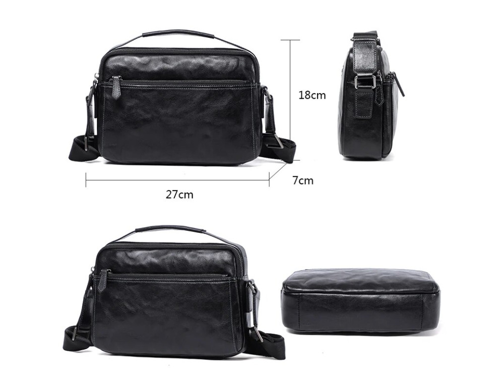 Сумка чоловіча через плече із натуральної шкіри Bexhill Bx3023 Black - Фотографія № 8