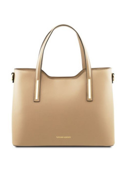 Женская кожаная сумка тоут OLIMPIA Tuscany Leather TL141412 CHAMPAGNE