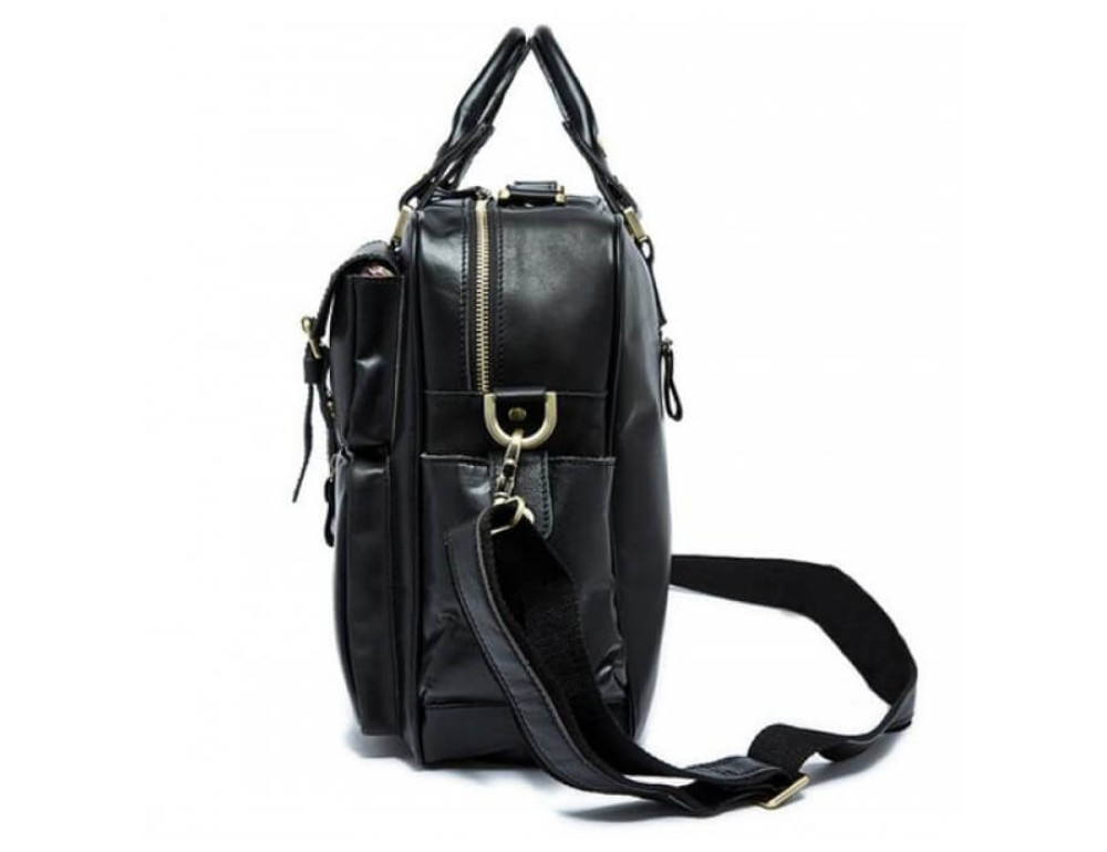 Шкіряна сумка TIDING BAG 7028A-1 чорна - Фотографія № 3