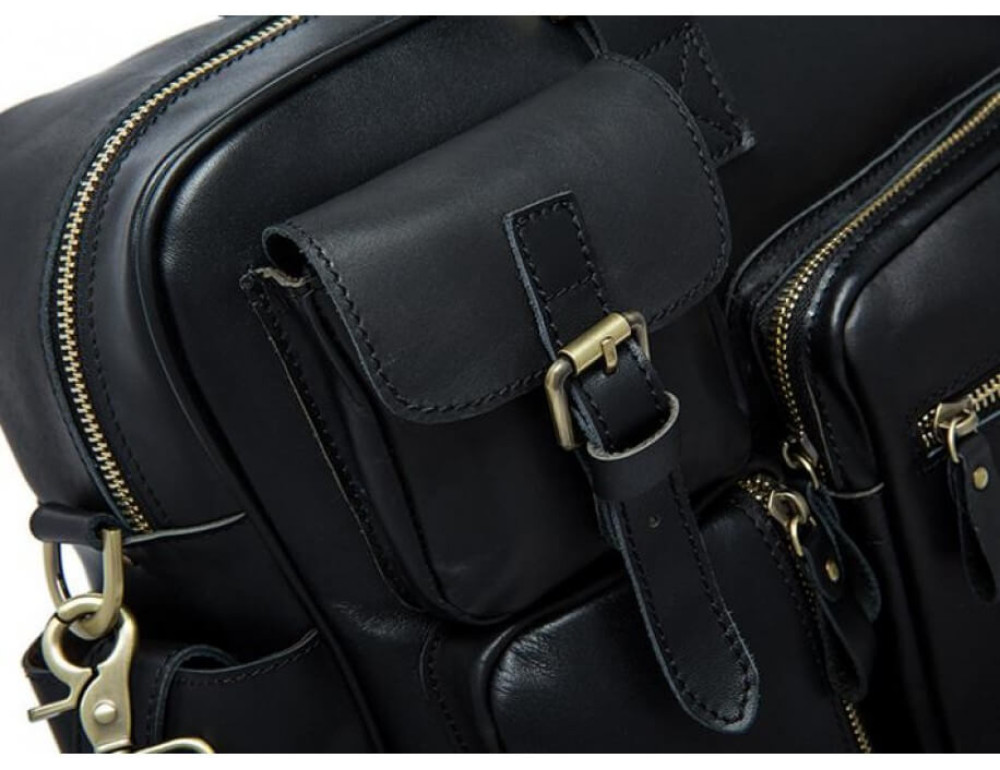 Шкіряна сумка TIDING BAG 7028A-1 чорна - Фотографія № 6