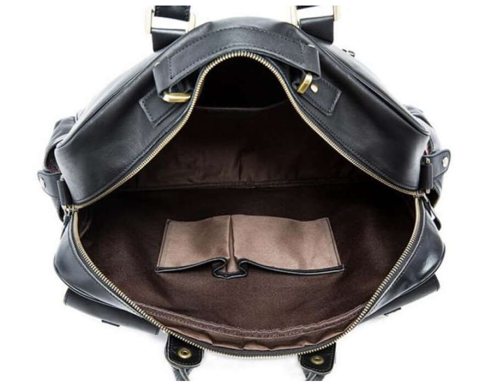Шкіряна сумка TIDING BAG 7028A-1 чорна - Фотографія № 7