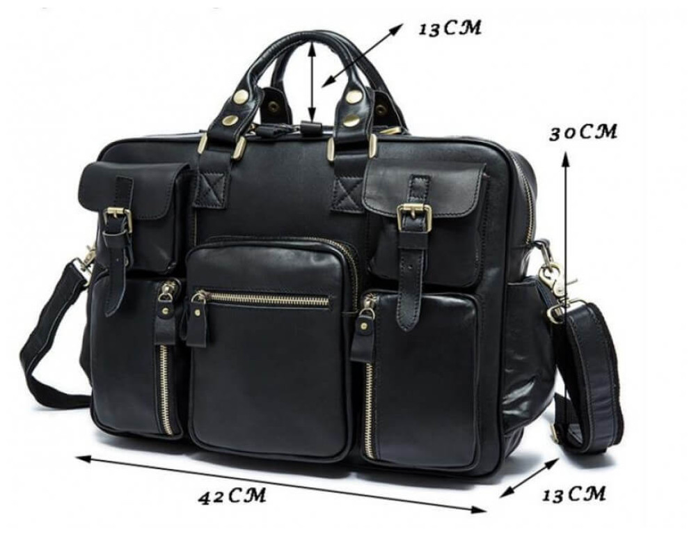 Шкіряна сумка TIDING BAG 7028A-1 чорна - Фотографія № 8