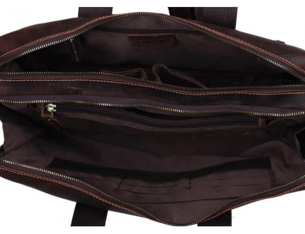 Шкіряна сумка TIDING BAG 7167R коричнева - Фотографія № 3
