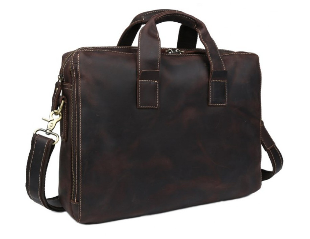Шкіряна сумка TIDING BAG 7167R коричнева - Фотографія № 4