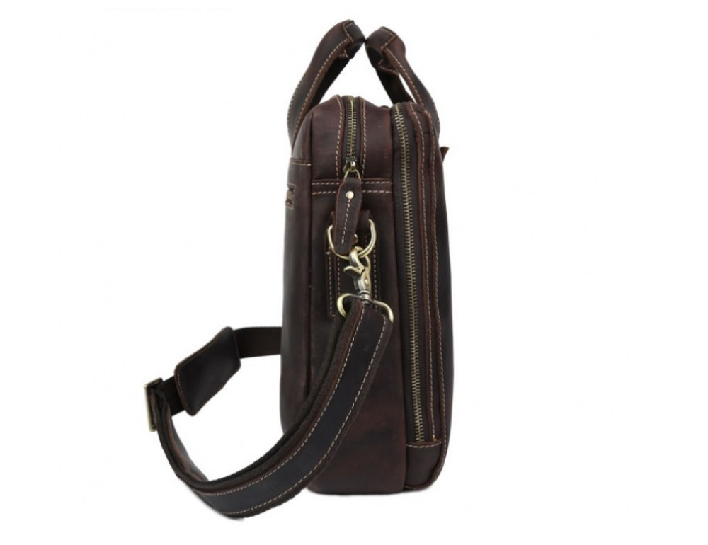 Шкіряна сумка TIDING BAG 7167R коричнева - Фотографія № 5