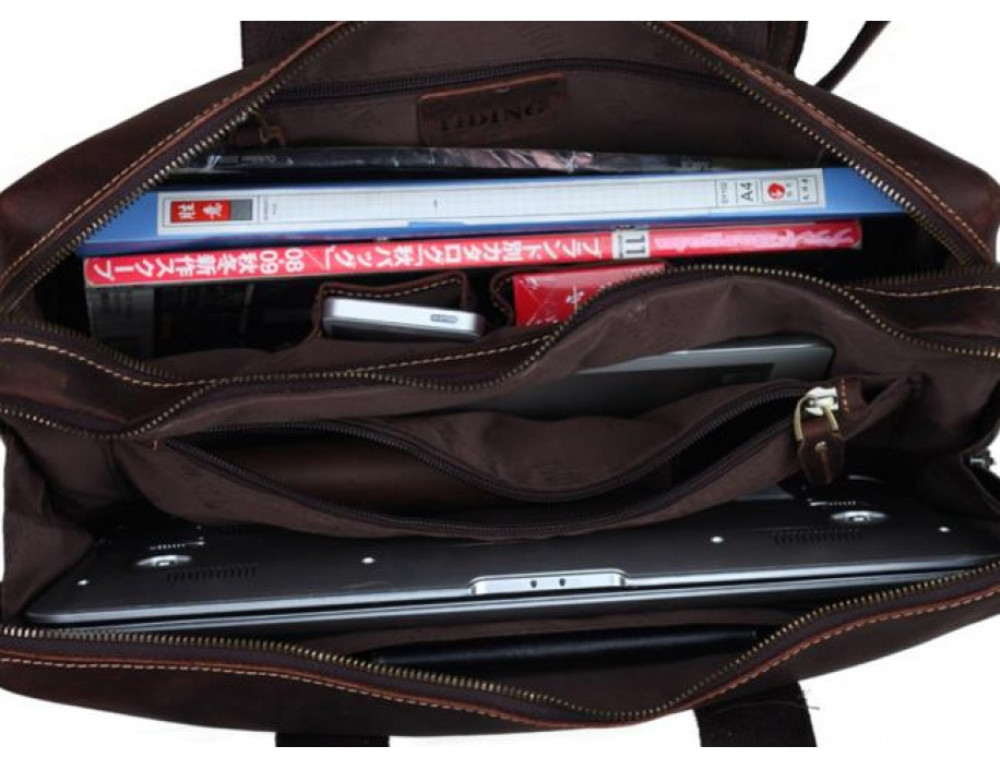 Шкіряна сумка TIDING BAG 7167R коричнева - Фотографія № 7