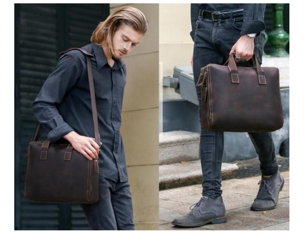 Шкіряна сумка TIDING BAG 7167R коричнева - Фотографія № 9