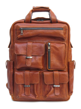 Брутальный мужской рюкзак рыжего цвета Newery N3081GK