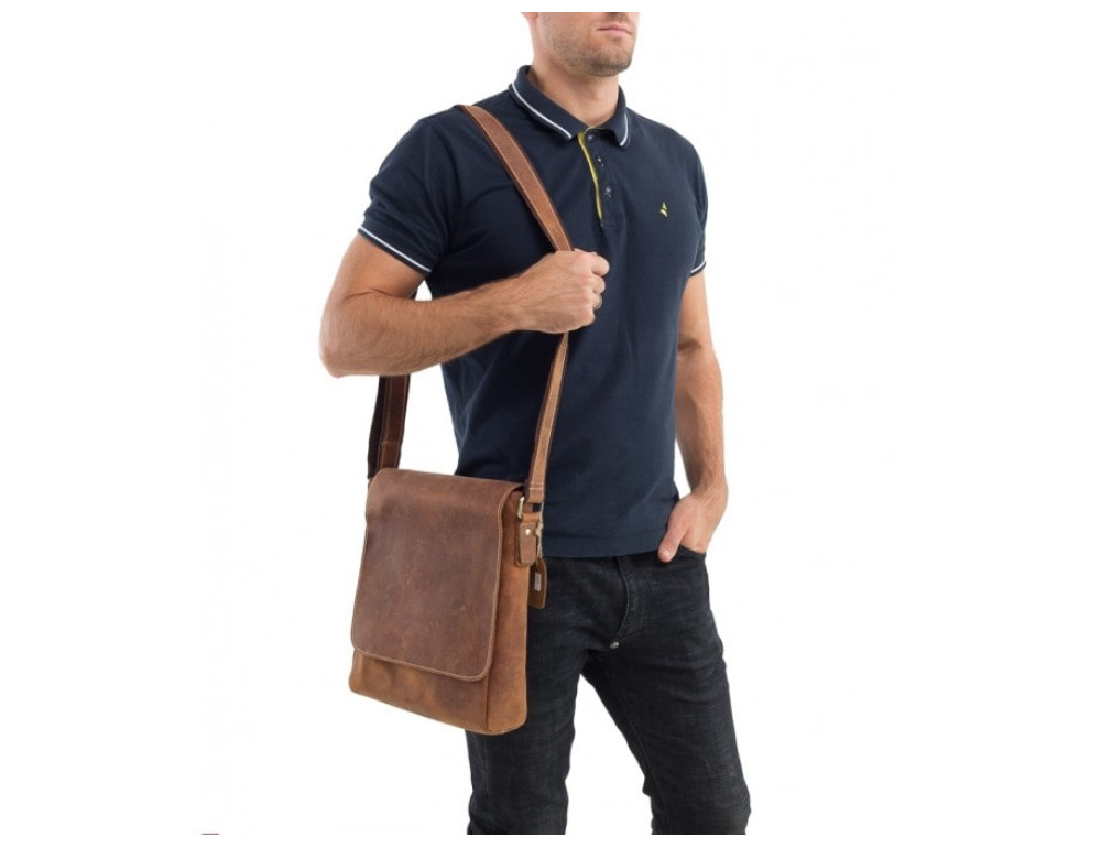 Месенджер зі шкіри коричневого кольору Tiding Bag G1157B - Фотографія № 2