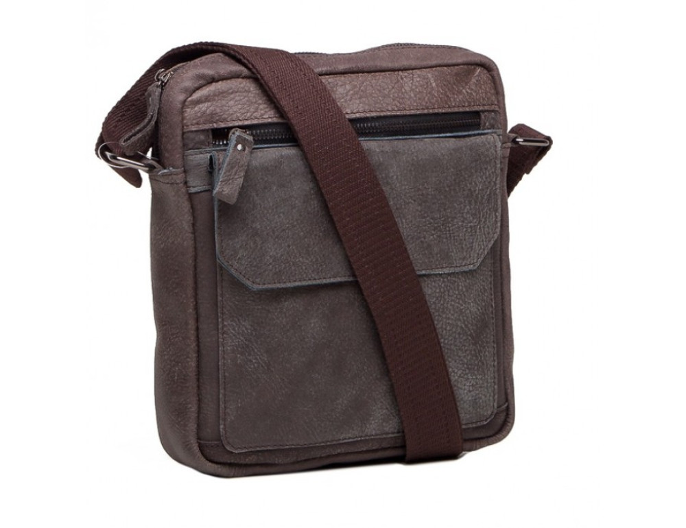 Шкіряна сумка через плече Tiding Bag M41-8264DB сіра - Фотографія № 1 Шкіряна сумка через плече Tiding Bag M41-8264DB сіра - Фотографія № 1