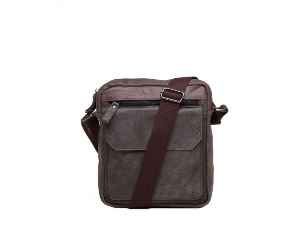 Шкіряна сумка через плече Tiding Bag M41-8264DB сіра - Фотографія № 2