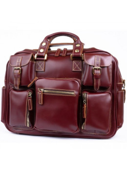 Большая дорожная сумка-портфель бордового цвета Vintage 14776