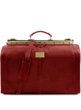 Большой кожаный дорожный саквояж красного цвета Tuscany Leather TL1022 Red