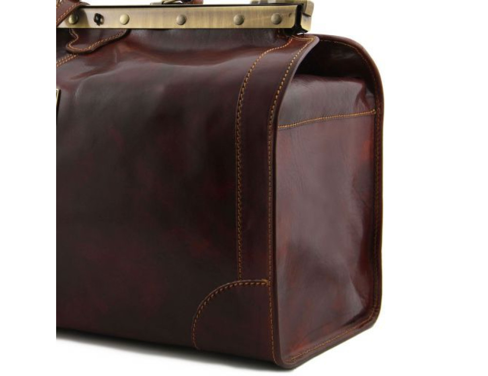 Великий шкіряний саквояж Madrid Tuscany Leather TL1022 Dark Brown - Фотографія № 3