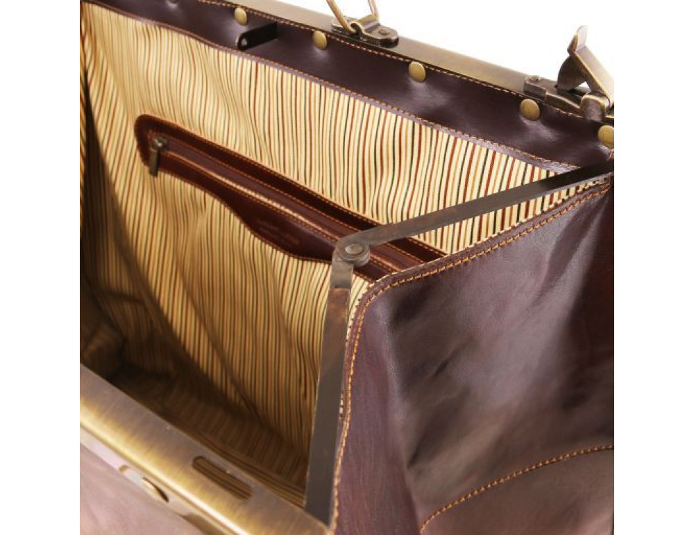 Великий шкіряний саквояж Madrid Tuscany Leather TL1022 Dark Brown - Фотографія № 5