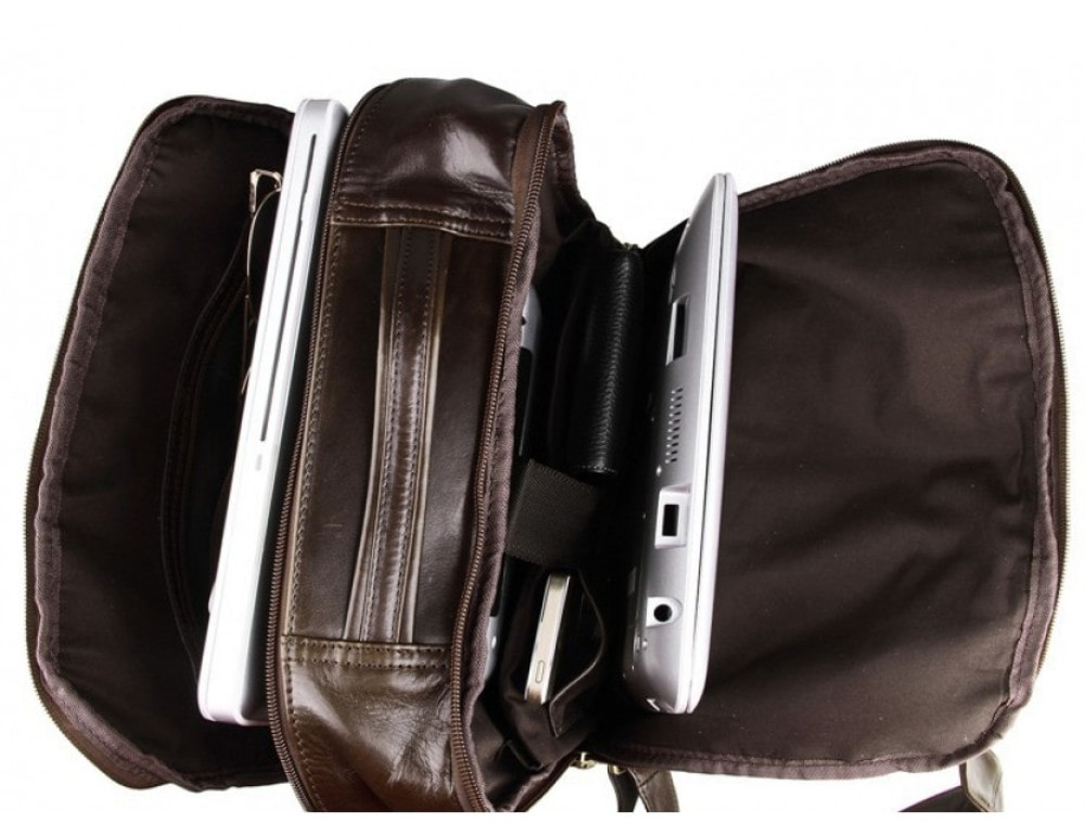 Чоловічий шкіряний рюкзак TIDING BAG 7280C коричневий - Фотографія № 2