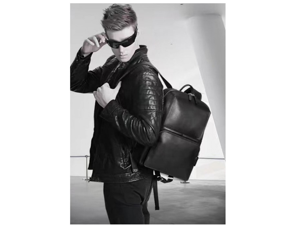 Чоловічий шкіряний рюкзак TIDING BAG B3-103A чорний - Фотографія № 2
