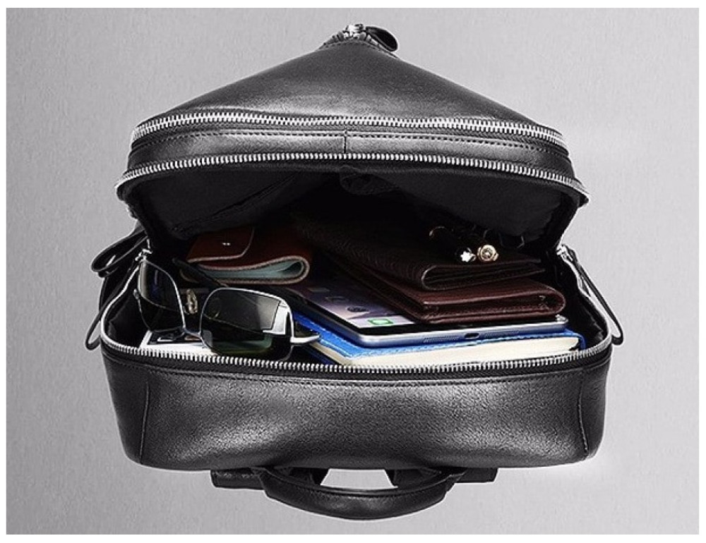 Чоловічий шкіряний рюкзак TIDING BAG B3-1692A чорний - Фотографія № 4