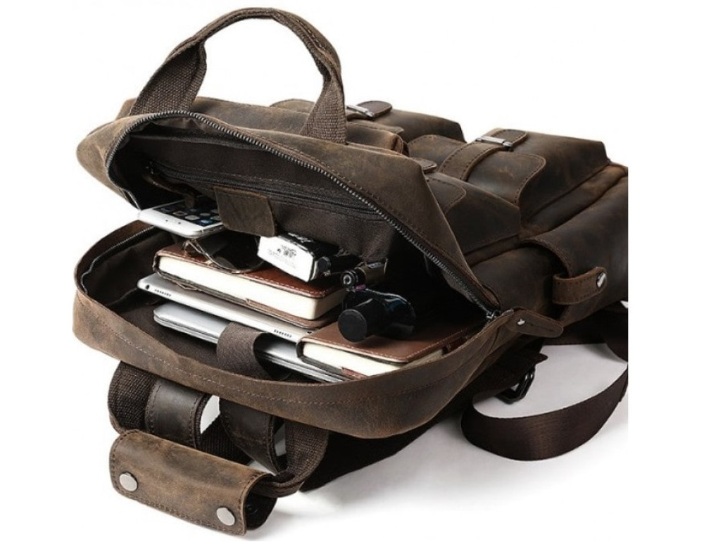 Чоловічий добротний рюкзак Tiding Bag t3081DB коричневий - Фотографія № 2