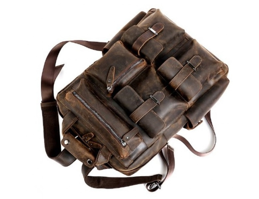 Чоловічий добротний рюкзак Tiding Bag t3081DB коричневий - Фотографія № 5