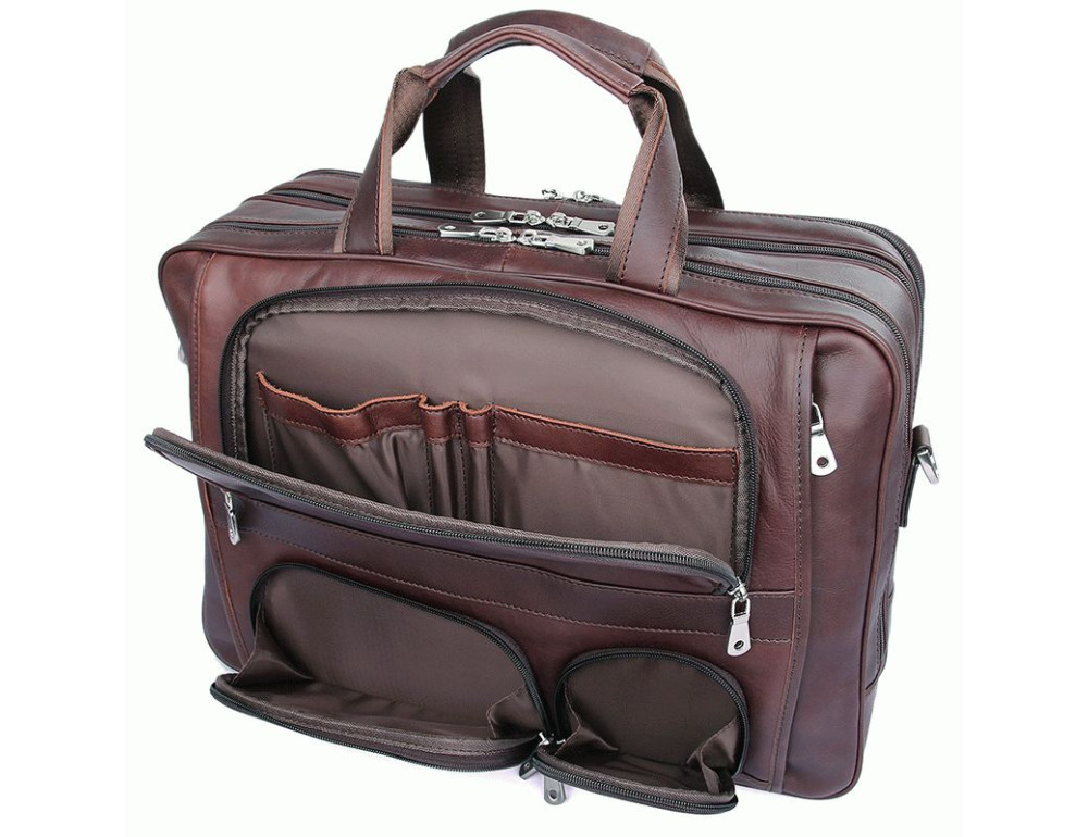 Чоловіча шкіряна сумка на три секції TIDING BAG 7289X - Фотографія № 7