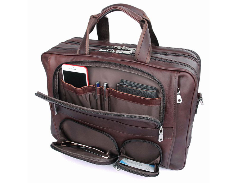Чоловіча шкіряна сумка на три секції TIDING BAG 7289X - Фотографія № 8