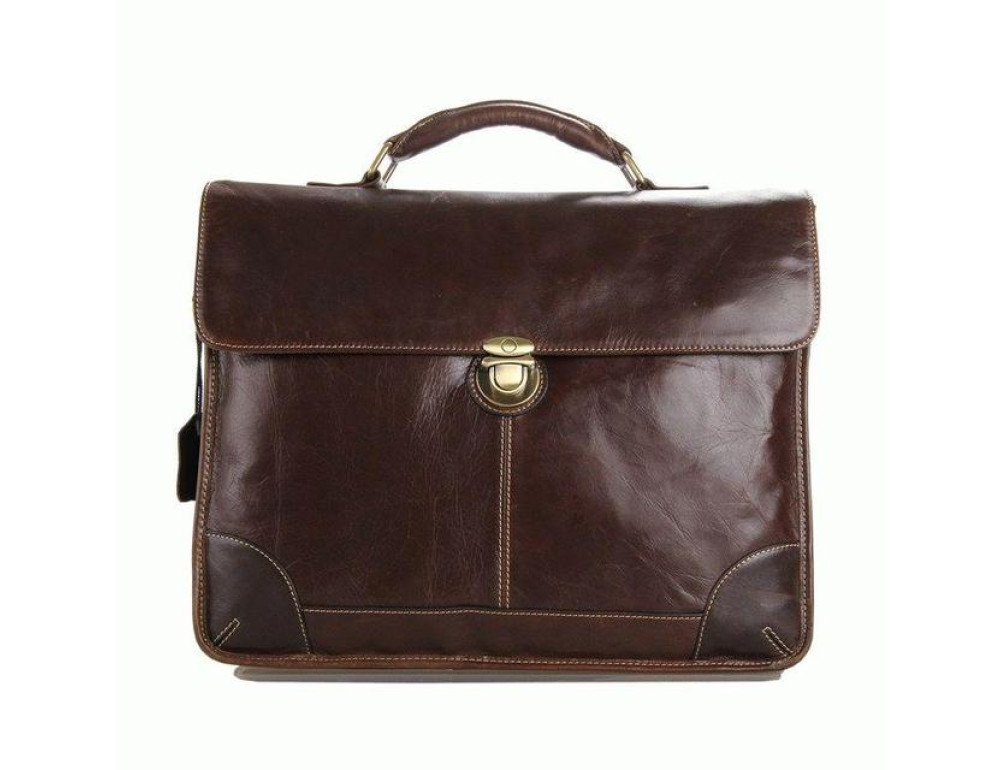 Коричневий великий шкіряний портфель TIDING BAG 7091C - Фотографія № 4