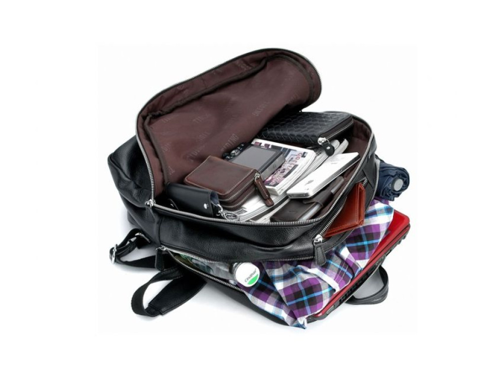 Чоловічий шкіряний рюкзак TIDING BAG T3064 чорний - Фотографія № 2