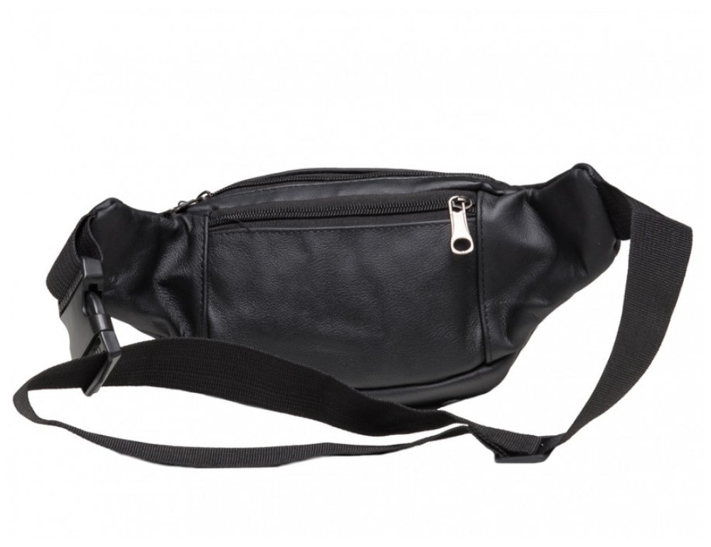 Кожаная сумка на пояс TIDING BAG A25-982A Чёрная - Фото № 2