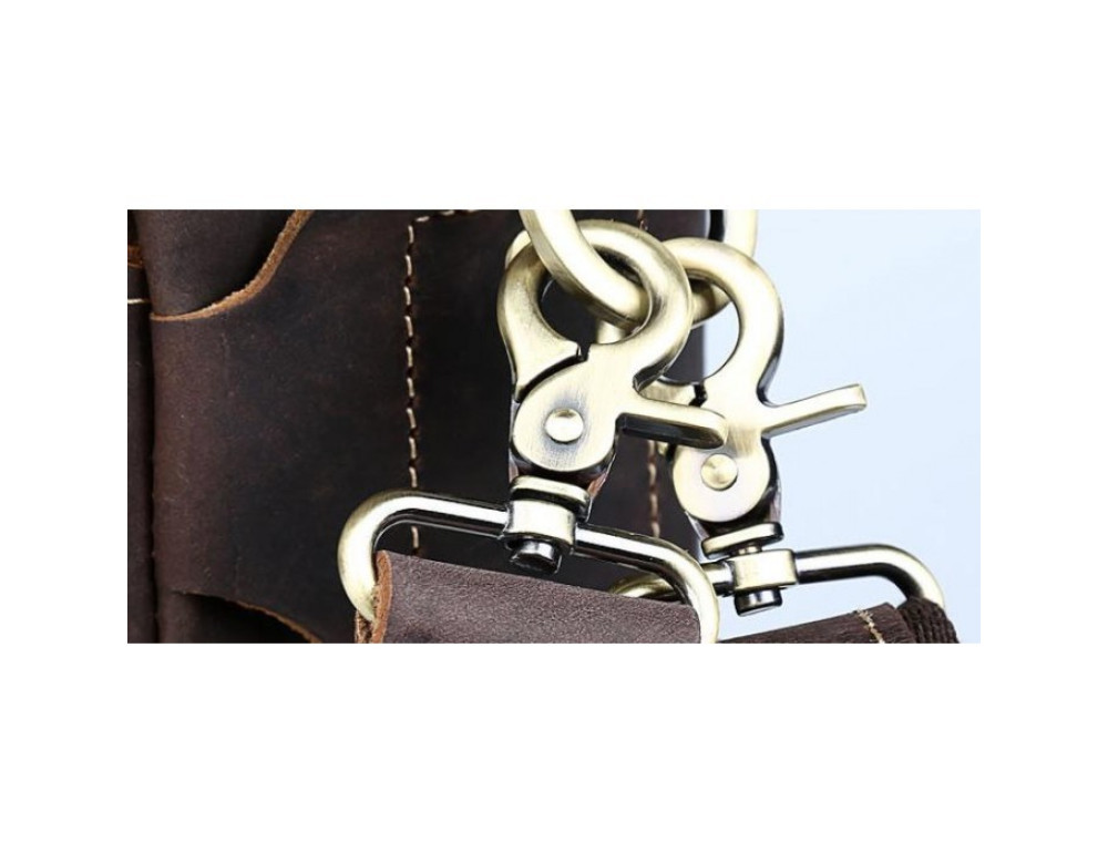 Вінтажна сумка з кінської шкіри TIDING BAG T1019 коричнева - Фотографія № 11