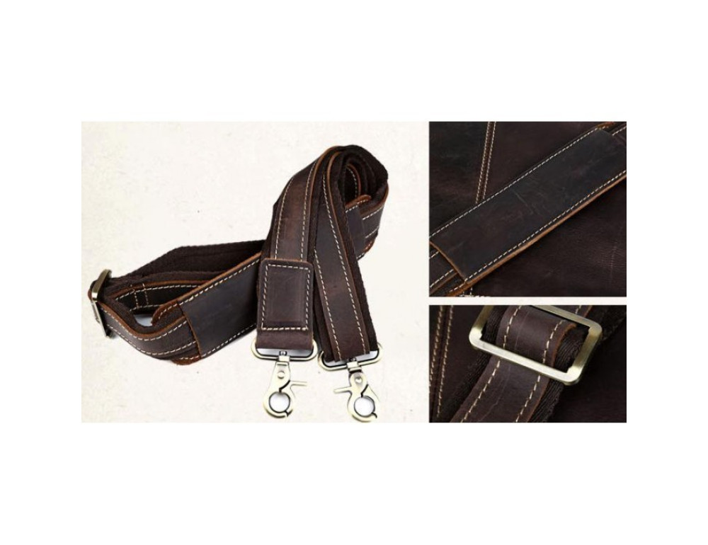 Вінтажна сумка з кінської шкіри TIDING BAG T1019 коричнева - Фотографія № 9
