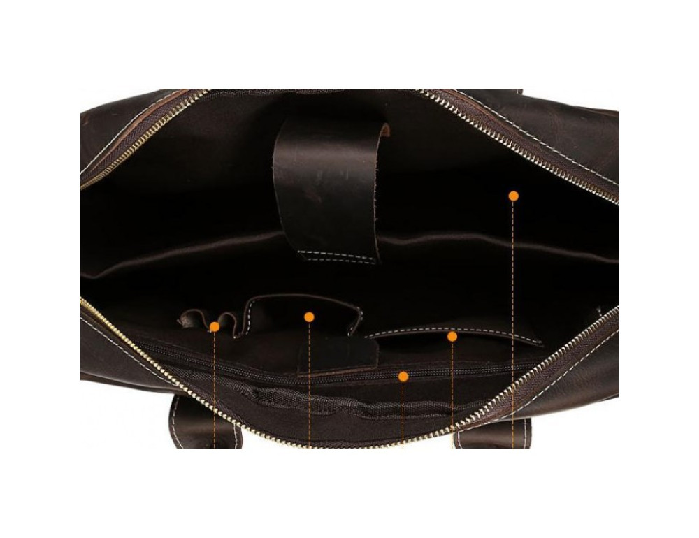 Вінтажна сумка з кінської шкіри TIDING BAG T1019 коричнева - Фотографія № 8