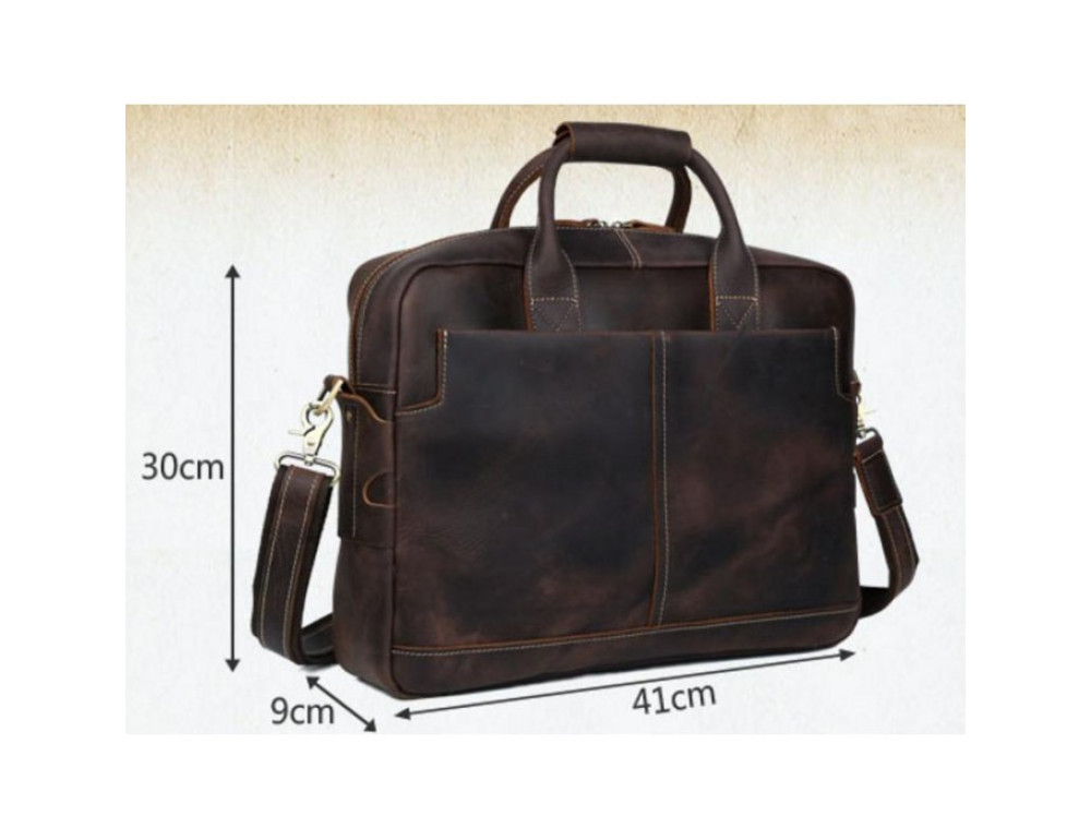 Вінтажна сумка з кінської шкіри TIDING BAG T1019 коричнева - Фотографія № 7