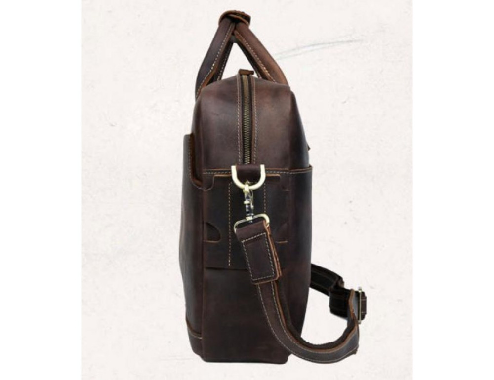Вінтажна сумка з кінської шкіри TIDING BAG T1019 коричнева - Фотографія № 3